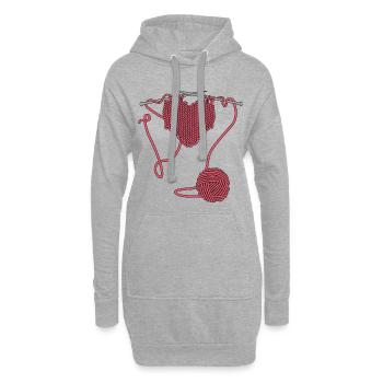 J’adore crocheter ou tricoter - Sweat-shirt à capuche long Femme - gris chiné - Devant