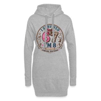 Anniversaire 8 Ans Fille Western Cowboy Cadeau - Sweat-shirt à capuche long Femme - gris chiné - Devant