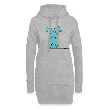 One-Line-Hase Farbig - Hoodie-Kleid - Grau meliert - Vorne