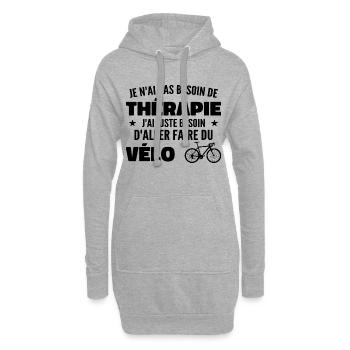Thérapie Faire Du Vélo Cadeau Humour Cyclistes - Sweat-shirt à capuche long Femme - gris chiné - Devant