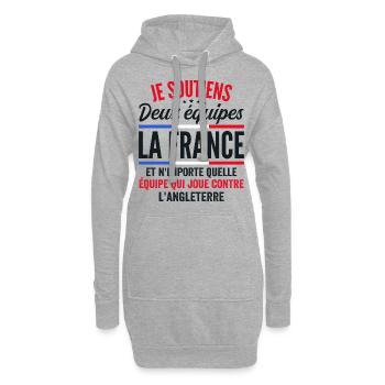 Je Soutiens Deux équipes la France - Sweat-shirt à capuche long Femme - gris chiné - Devant