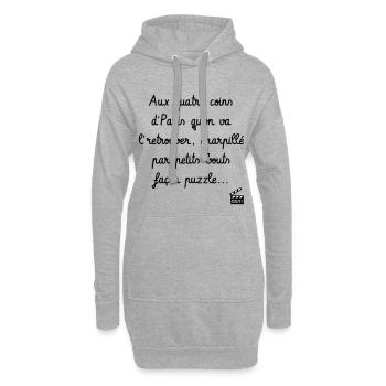 Éparpillé façon puzzle ! Les Tontons Flingueurs - Sweat-shirt à capuche long Femme - gris chiné - Devant