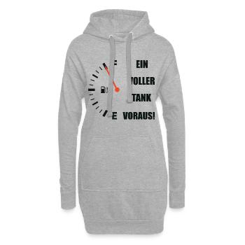 Ein Volltank voraus Benzin Anzeige lustige Auto - Hoodie-Kleid - Grau meliert - Vorne