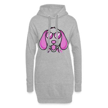 Ein lustiger Hund mit roter rose Brille Hunde - Hoodie-Kleid - Grau meliert - Vorne