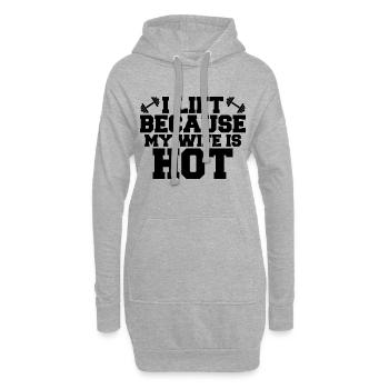 Ich hebe, weil meiner Frau heiß ist - Hoodie-Kleid - Grau meliert - Vorne