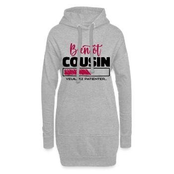 Bald Cousin, bitte warten - Hoodie-Kleid - Grau meliert - Vorne