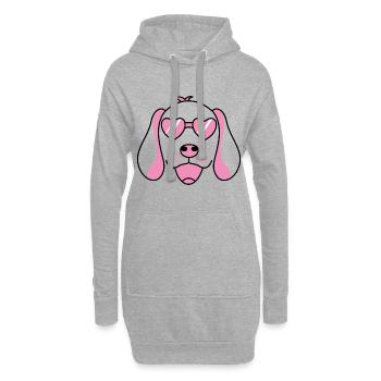 Ein lustiger Hund mit roter rose Brille Hunde - Hoodie-Kleid - Grau meliert - Vorne