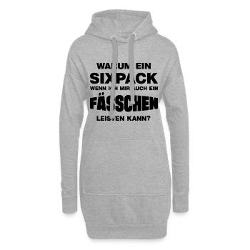 Warum ein Sixpack lustige Bierbauch Sprüche - Hoodie-Kleid - Grau meliert - Vorne