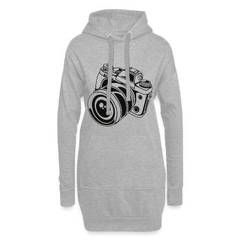 Appareil photo - appareil photo - Sweat-shirt à capuche long Femme - gris chiné - Devant
