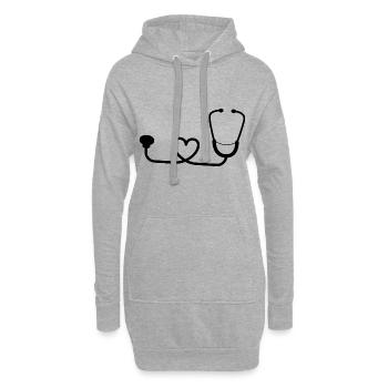 médecin médecin infirmier - Sweat-shirt à capuche long Femme - gris chiné - Devant
