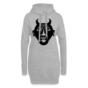 Oni Maske - Hannya Maske - Tiki Maske - Hoodie-Kleid - Grau meliert - Vorne