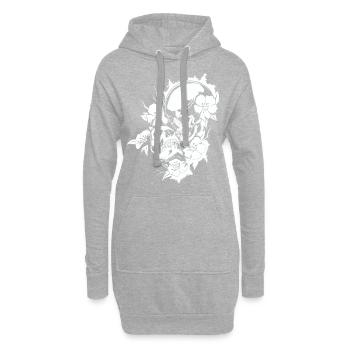 Crâne d'amour homme femme crâne - Sweat-shirt à capuche long Femme - gris chiné - Devant