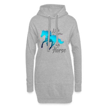 LA VIE EST MIEUX AVEC UN CHEVAL! - Sweat-shirt à capuche long Femme - gris chiné - Devant