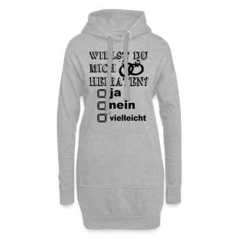 Tu veux m’épouser ? Demande en mariage - Fiançailles - Sweat-shirt à capuche long Femme - gris chiné - Devant