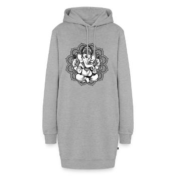 Ganesha Mandala - Hoodie-Kleid - Grau meliert - Vorne