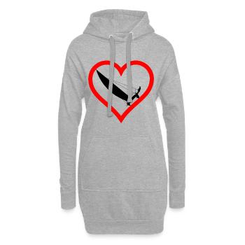 Catamaran en cœur - Sweat-shirt à capuche long Femme - gris chiné - Devant