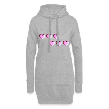 sechs herzen pink glitzer - Hoodie-Kleid - Grau meliert - Vorne