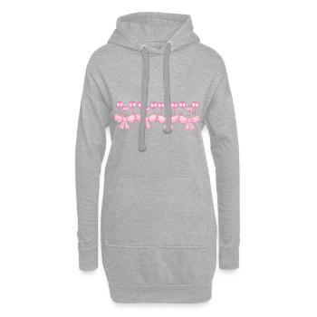 ligne de ruban rose fleurs plante - Sweat-shirt à capuche long Femme - gris chiné - Devant