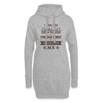 Jesus Christ Strengthens me - Jesus Hilft mir - Hoodie-Kleid - Grau meliert - Vorne