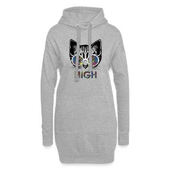chat chaton chemise haut mietzekatze hippi - Sweat-shirt à capuche long Femme - gris chiné - Devant