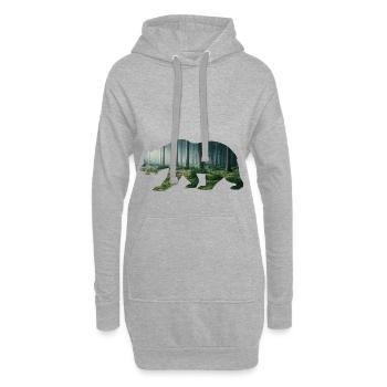 Bär Grizzlybären Teddybär Wald Mondschein - Hoodie-Kleid - Grau meliert - Vorne
