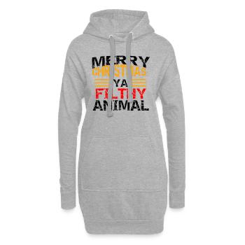 Weihnachten, Weihnachten, Weihnachten, Weihnachten - Hoodie-Kleid - Grau meliert - Vorne