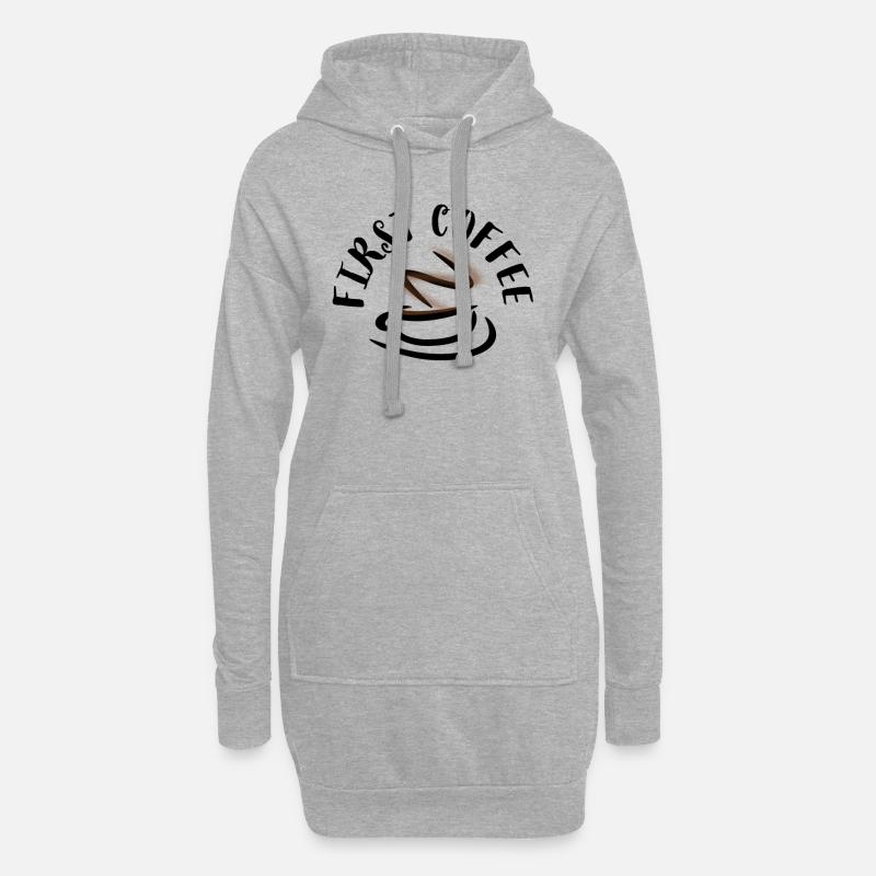Kaffee, Kaffee, Kaffee, Kaffee, Kaffee, lustig - Hoodie-Kleid - Grau meliert