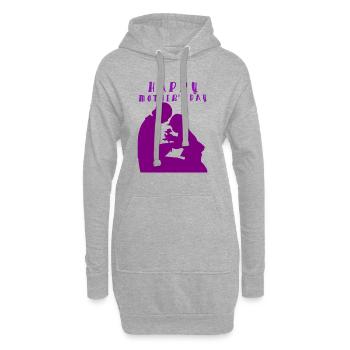 Fête des Mères, Fête des Mères, Fête des Mères, Fête des Mères - Sweat-shirt à capuche long Femme - gris chiné - Devant