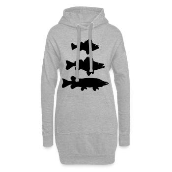 Barsch - Zander - Hecht - Hoodie-Kleid - Grau meliert - Vorne