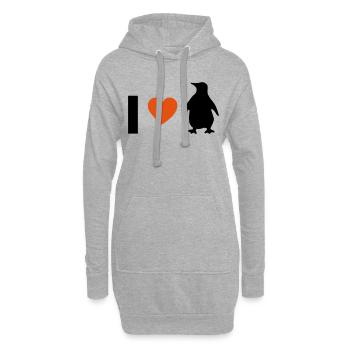 I love Pinguine - Hoodie-Kleid - Grau meliert - Vorne