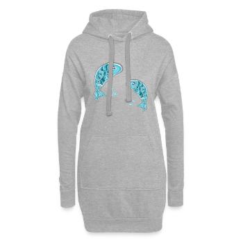 poissons poissons animaux eau signe du zodiaque symbole - Sweat-shirt à capuche long Femme - gris chiné - Devant