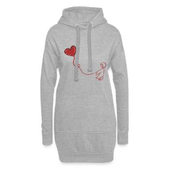 herz liebe symbol roter faden luftballon linie - Hoodie-Kleid - Grau meliert - Vorne