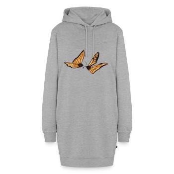 papillon insecte animal symbole printemps - Sweat-shirt à capuche long Femme - gris chiné - Devant