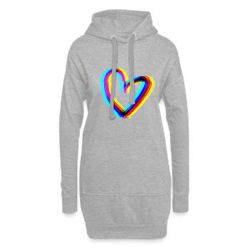 effet cœur 3D symbole amour - Sweat-shirt à capuche long Femme - gris chiné - Devant