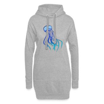 qualle tier meerestier biologie symbol blau - Hoodie-Kleid - Grau meliert - Vorne