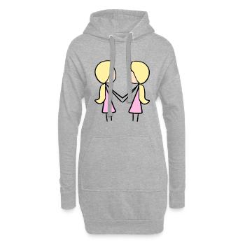 Mädchen Freunde Freundschaft blond rosa - Hoodie-Kleid - Grau meliert - Vorne