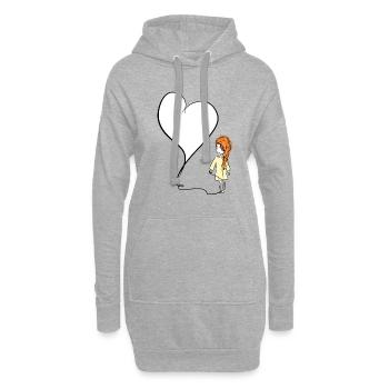 heart love girl symbol thread - Hoodie Dress - heather grey - Front