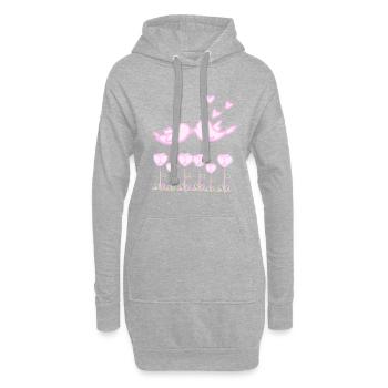 Liebe Vogel Tiere Natur Blumen - Hoodie-Kleid - Grau meliert - Vorne