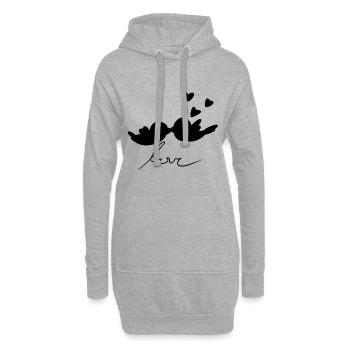 Saint-Valentin Couple Cœurs d’oiseaux Amour - Sweat-shirt à capuche long Femme - gris chiné - Devant