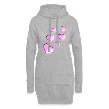 Pink Heart Pattern Coeur Rose Amour - Sweat-shirt à capuche long Femme - gris chiné - Devant
