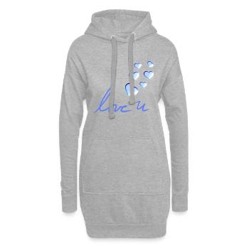 liebe dich Valentinstag blaue herzen - Hoodie-Kleid - Grau meliert - Vorne