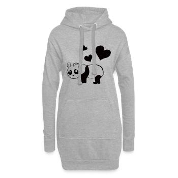 Panda Bär tier Herzen - Hoodie-Kleid - Grau meliert - Vorne