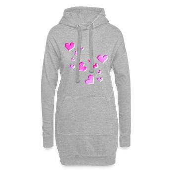 Herzen Muster Rosa symbol glitzer - Hoodie-Kleid - Grau meliert - Vorne