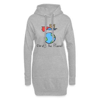 sauver la planète terre symbole héros voler - Sweat-shirt à capuche long Femme - gris chiné - Devant