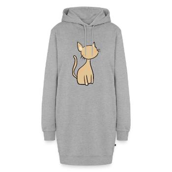 braune Katze symbol süß cartoon - Hoodie-Kleid - Grau meliert - Vorne