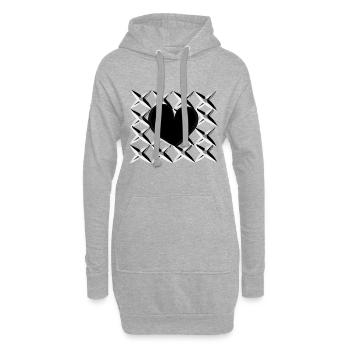 kreuz muster herz - Hoodie-Kleid - Grau meliert - Vorne