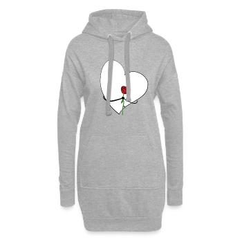 herz mit rose blume liebe - Hoodie-Kleid - Grau meliert - Vorne
