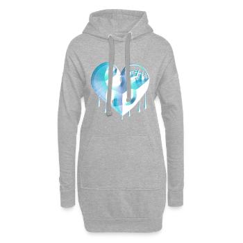 herz symbol blau glitzer - Hoodie-Kleid - Grau meliert - Vorne