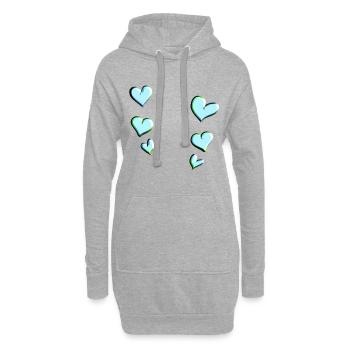 blaue herzen muster liebe - Hoodie-Kleid - Grau meliert - Vorne