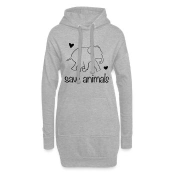 sauver les animaux animal éléphant militants des droits des animaux - Sweat-shirt à capuche long Femme - gris chiné - Devant